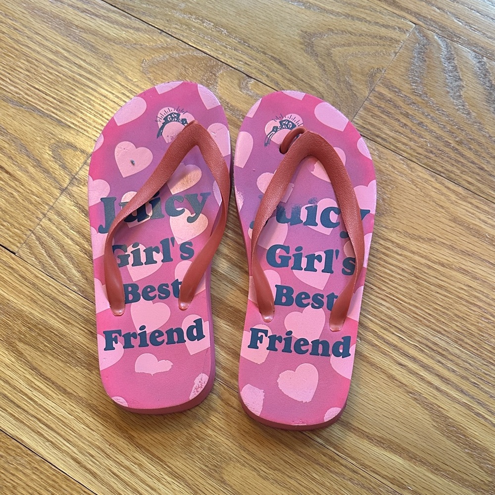 Juicy Couture Pink Heart Flip Flops